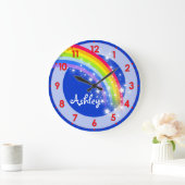 Leuke regenboog naam blauwe kinder wandklok (Huis)
