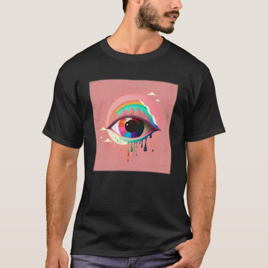 Leuke regenboog oogillustratie Kleurrijke tranen u T-shirt (Voorkant)