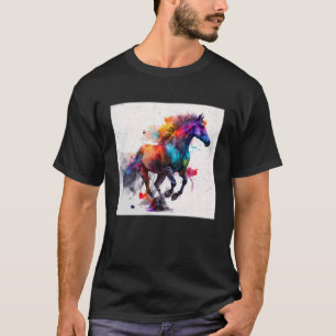 Leuke regenboog paard verf splatter illustratie Ko T-shirt
