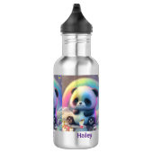 Leuke regenboog panda naam gepersonaliseerd waterfles  (Rechts)