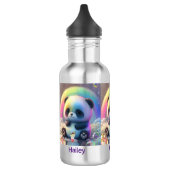 Leuke regenboog panda naam gepersonaliseerd waterfles  (Links)