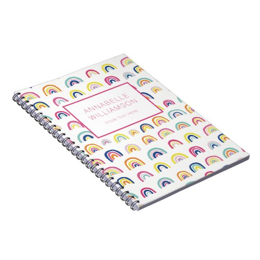 Leuke regenboog patroon aangepaste naam notitieboek (Rechterzijde)