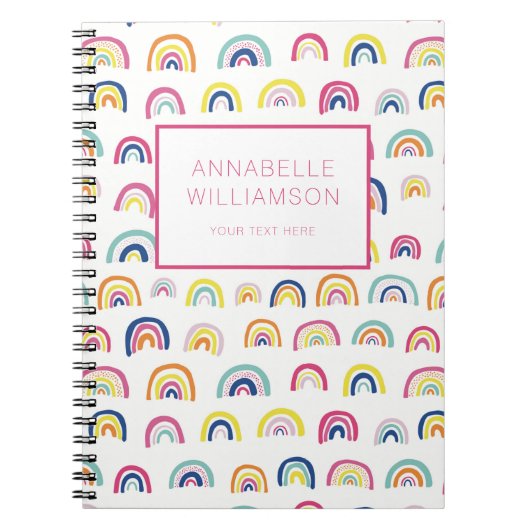 Leuke regenboog patroon aangepaste naam notitieboek (Voorkant)