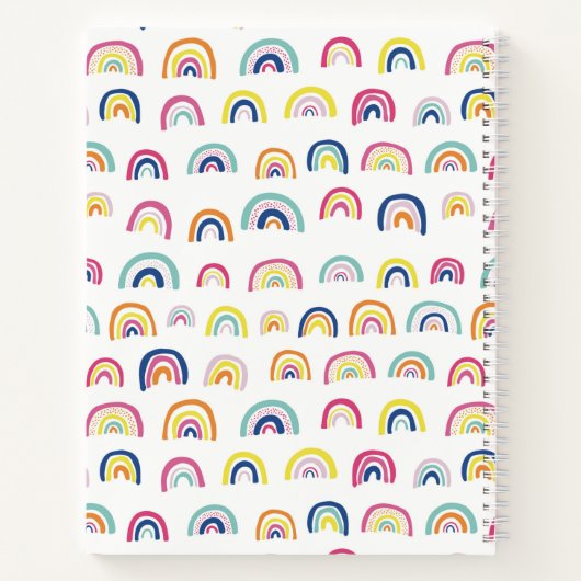 Leuke regenboog patroon aangepaste naam notitieboek (Achterkant)