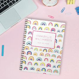 Leuke regenboog patroon aangepaste naam notitieboek