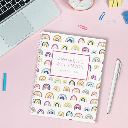 Leuke regenboog patroon aangepaste naam notitieboek