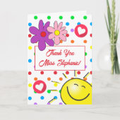 Leuke regenboog polka dot zonneschijn leraar bedankkaart (Voorkant)