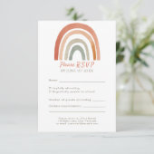 Leuke regenboog rustieke RSVP bruiloft reactie kaa Kaartje (Staand voorkant)