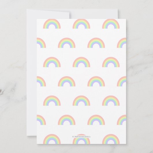 Leuke Regenboog & Wolken Verjaardagsuitnodiging | Kaart (Achterkant)