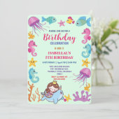 Leuke regenboog zeemeermin narwal vis eenhoorn ver save the date (Staand voorkant)