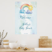 Leuke regenboog zon baby shower welkomstbord poster (Keuken)