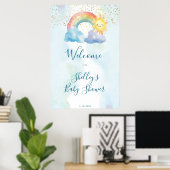 Leuke regenboog zon baby shower welkomstbord poster (Thuiskantoor)