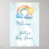 Leuke regenboog zon baby shower welkomstbord poster (Voorkant)
