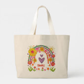 Leuke regenboogbloemen  inspiratie grote tote bag (Achterkant)
