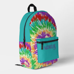 Leuke Regenboogkleuren Retro Tie Dye Monogram Bedrukte Rugzak