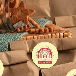 Leuke regenboogkunst bedankt ronde sticker