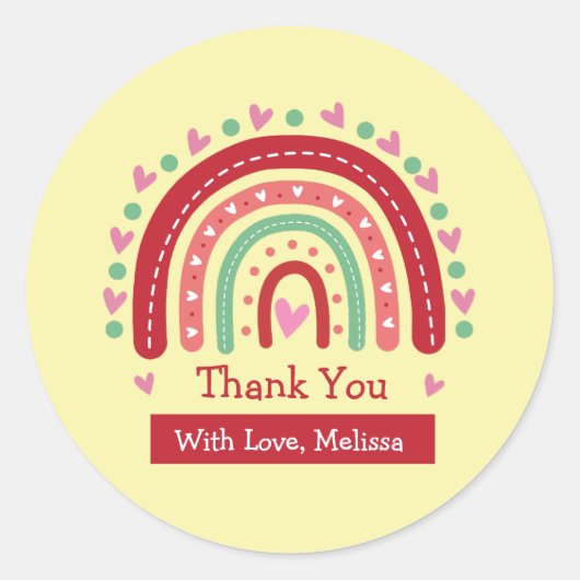Leuke regenboogkunst bedankt ronde sticker (Voorkant)