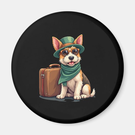 Leuke Reizende Hond met Tas Graphic voor Koffer Lo Magneet (Voorkant)