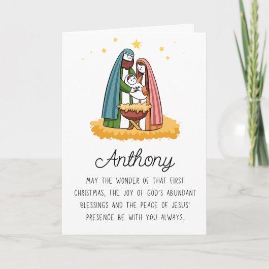 Leuke Religieuze Met Kerstmis Namens Feestdagen Kaart (Voorkant)