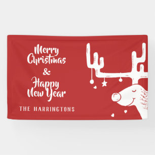 Leuke rendier aangepaste tekst Kerstbanner Spandoek