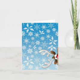 Leuke rendier en sneeuwvlokken op Kerstkaart Feestdagen Kaart