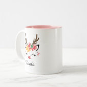 Leuke rendier mok met aangepaste naam (Voorkant links)