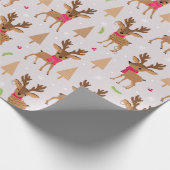 Leuke rendieren in sjaals en lichte kerst cadeaupapier (Hoek)