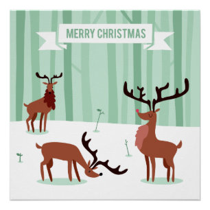 Leuke rendieren kerst poster