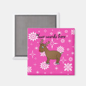 Leuke rendieren wit en roze sneeuwvlokken magneet (Voorkant / Achterkant)