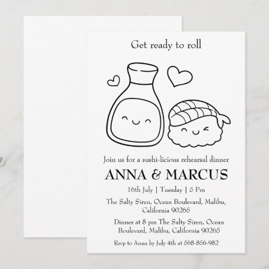 Leuke repetitie dineruitnodigingen kaart (Voorkant / Achterkant)