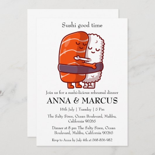 Leuke repetitie dineruitnodigingen kaart (Voorkant / Achterkant)