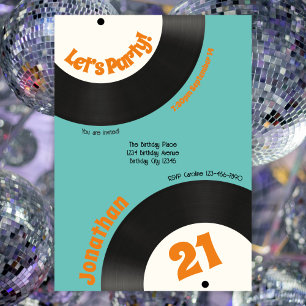 Leuke retro 21e verjaardag 90s muziek vinyl plaat kaart