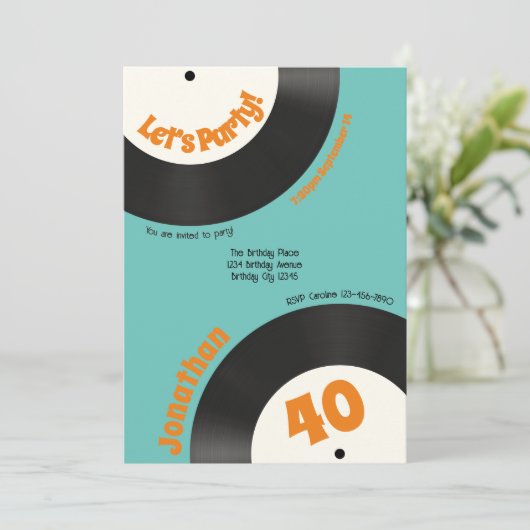 Leuke Retro 40e Verjaardag 90s Muziek Vinyl Record Kaart (Staand voorkant)