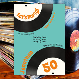 Leuke Retro 50e Verjaardag 70s Muziek Vinyl Record Kaart