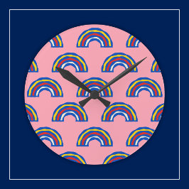 Leuke Retro 80-er jaren primaire kleuren regenboge Ronde Klok