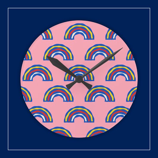 Leuke Retro 80-er jaren primaire kleuren regenboge Ronde Klok