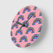 Leuke Retro 80-er jaren primaire kleuren regenboge Ronde Klok (Hoek)