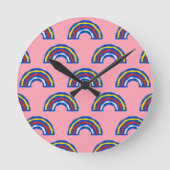 Leuke Retro 80-er jaren primaire kleuren regenboge Ronde Klok (Voorkant)