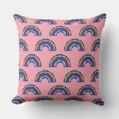 Leuke Retro 80er Primaire Kleur Regenbogen op Mooi Kussen (Voorkant)