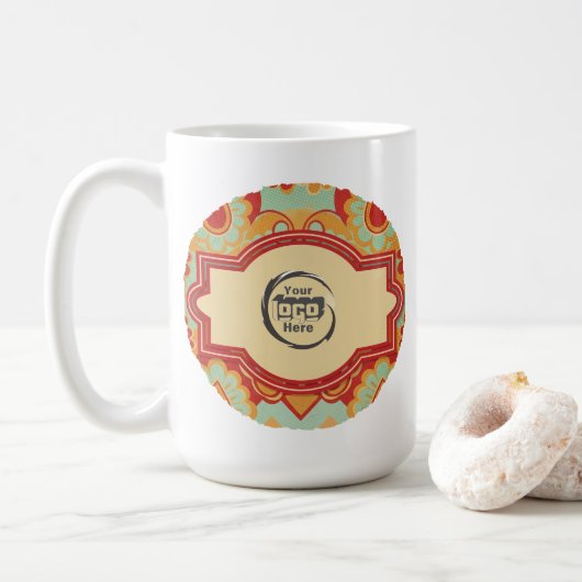 Leuke Retro Aangepaste 'jouw logo hier' Koffiemok (Met donut)