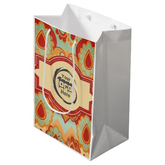 Leuke Retro Aangepaste 'jouw logo hier' Medium Cadeauzakje (Voorkant Gekanteld)