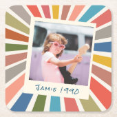 Leuke Retro Aangepaste Verjaardag Vintage Foto Kartonnen Onderzetters (Voorkant)