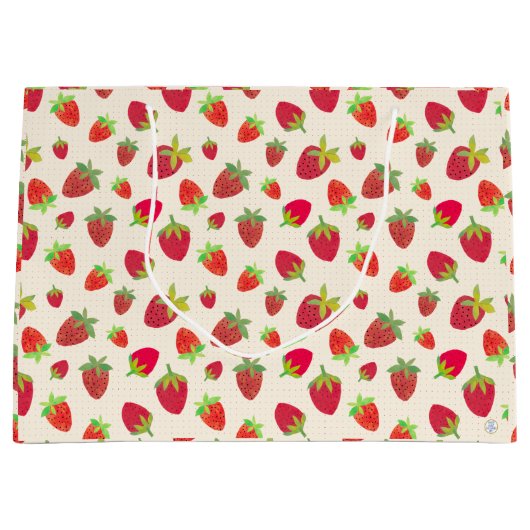Leuke Retro Aardbeeverpakking Handgeïllustreerd Groot Cadeauzakje (Voorkant)