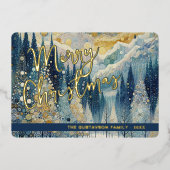 Leuke retro Abstracte wintersneeuw Wonderland Art  Folie Feestdagenkaart (Voorkant)