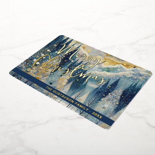 Leuke retro Abstracte wintersneeuw Wonderland Art  Folie Feestdagenkaart (Gedraaid)