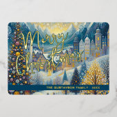 Leuke retro Abstracte wintersneeuw Wonderland Art  Folie Feestdagenkaart (Voorkant)