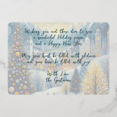 Leuke retro Abstracte wintersneeuw Wonderland Art  Folie Feestdagenkaart (Achterkant)