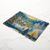 Leuke retro Abstracte wintersneeuw Wonderland Art  Folie Feestdagenkaart (Gedraaid)