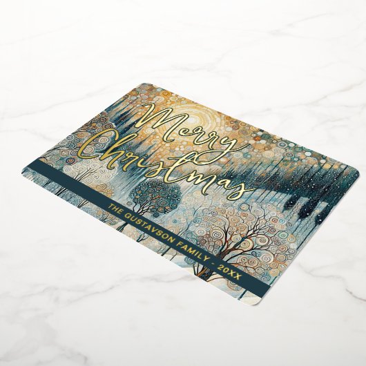 Leuke retro Abstracte wintersneeuw Wonderland Art  Folie Feestdagenkaart (Gedraaid)