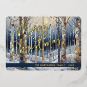 Leuke retro Abstracte wintersneeuw Wonderland Art  Folie Feestdagenkaart (Voorkant)